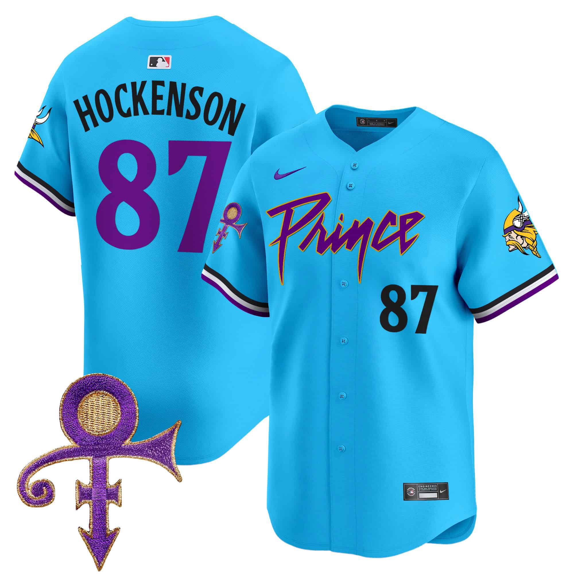 Men Minnesota Vikings #87 Hockenson Light Blue 2024 Nike Prince Patch Vapor Premier Limited NFL Jersey